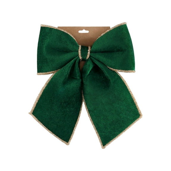 12.4" Burgundy Velvet Christmas Tree Topper Bow, Medium Ribbon Bow Decoration for Xmas Party, Wedding, Wall or Room Backdrop, Elegant Coquette Holiday Décor Ornament (Green)
