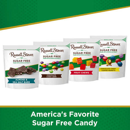 RUSSELL STOVER Sugar Free Dark Chocolate Almond & Sea Salt Bark, 7.5 oz bag (≈ 24 pieces)