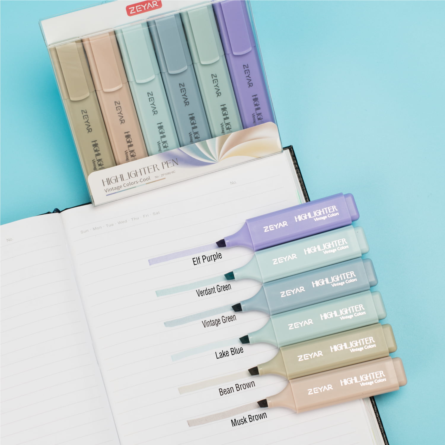 ZEYAR Cute Highlighters with Duals Tips, Vintage Colors, Chisel & Bullet Tip, Aesthetic Highlighter Marker, Journal Bible Study Notes School Office