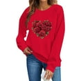 thumbnail image 4 of Craaazy Women's Round Neck Love Heart Graphic Long Sleeve Valentines Shirts Gifts, 4 of 6