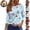 Blue, variant on Mfakffe 3/4 Sleeve Christmas T Shirts for Women Loose Fit Crew Neck Tops Comfy Christmas Graphic Shirt for Daily Wear