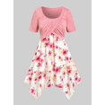 thumbnail image 1 of Camiseta con Estampado de Flores en Talla Extra Rosegal  Camisetas tallas grandes, 1 of 5
