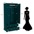 thumbnail image 2 of HLR 72" Tall Retro Wood Armoire Wardrobe Closet, Freestanding Cabinet with Hanging Rod for Bedroom, Green, 2 of 7