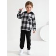 thumbnail image 4 of GYRATEDREAM Toddler Boy Clothes Plaid Flannel Hoodied Sweatshirt Tops + Letter Print Pants Boys Fall Winter Outfits 18M-6T, 4 of 14