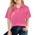 thumbnail image 2 of Girls Short Sleeve Polo Shirts Button Closure, Soft Cotton Fabric, School Uniform, 6-11 Years Hot Pink Size 9-10Y, 2 of 4