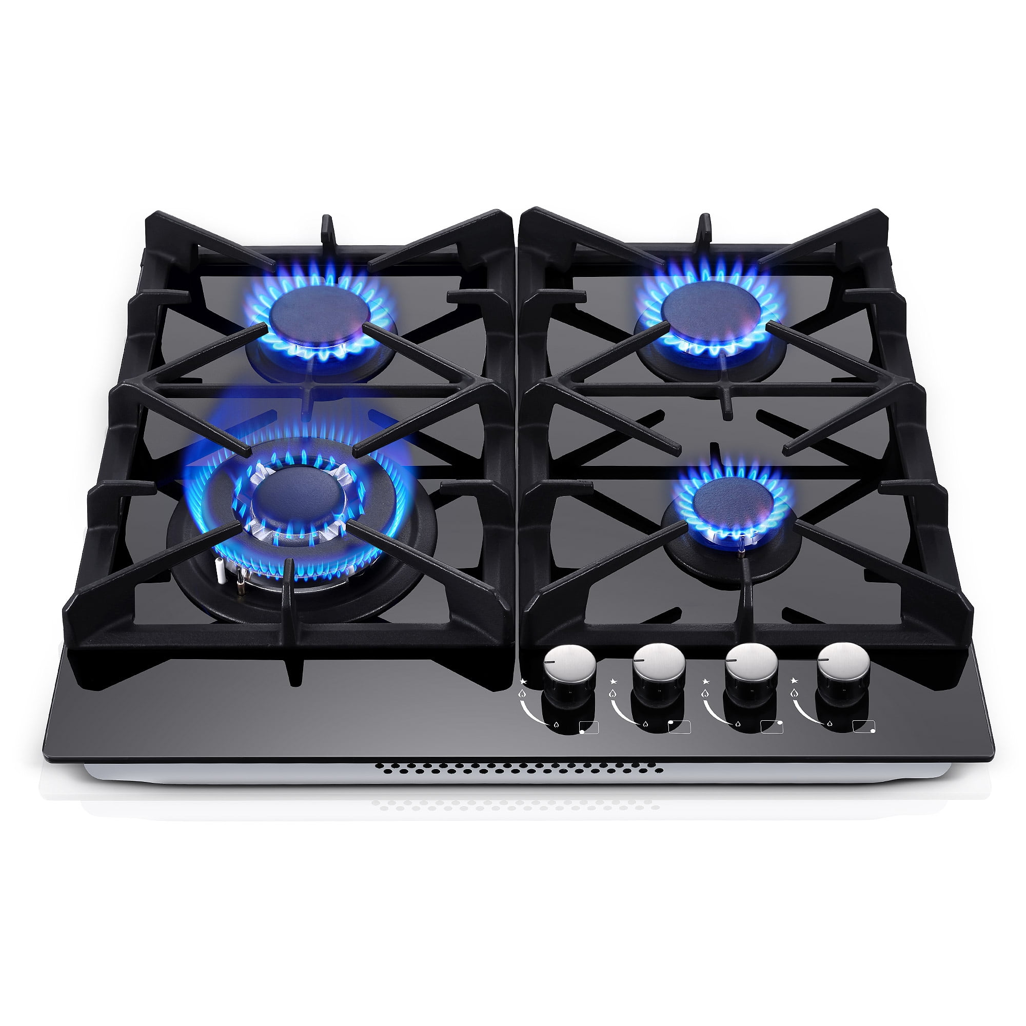 Eascookchef 24 Inch Gas Cooktop with 4 Burners, Tempered Glass, Natural Gas / LPG Convertible
