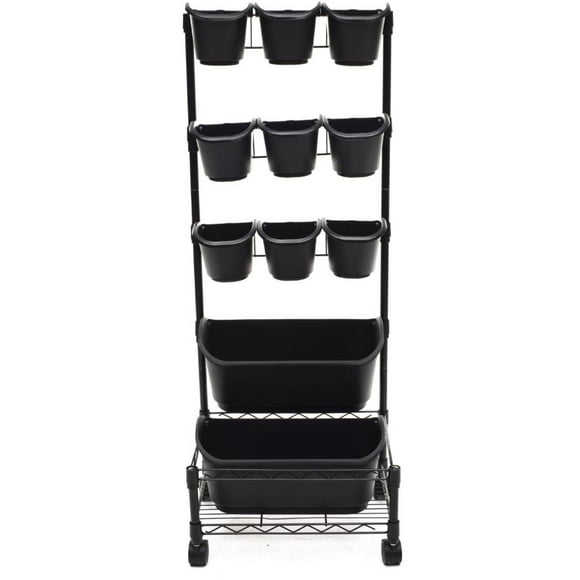 Kit de Jardin Vertical Mobile - avec 11 Jardinières, Noir