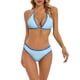 thumbnail image 1 of Conjuntos de bikini Prolriy para mujer, conjunto de bikini de moda para mujer con bloques de color y almohadillas acolchadas, trajes de baño para mujer azul claro L, 1 of 4