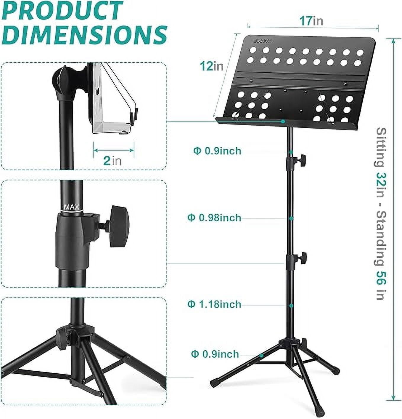Likegreen Sheet Music Stand Foldable Three Section Desktop Book Holder for Home Stage One Set,Black