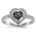 thumbnail image 1 of 925 Sterling Silver Blue Diamond Small Heart Ring Love, 1 of 10