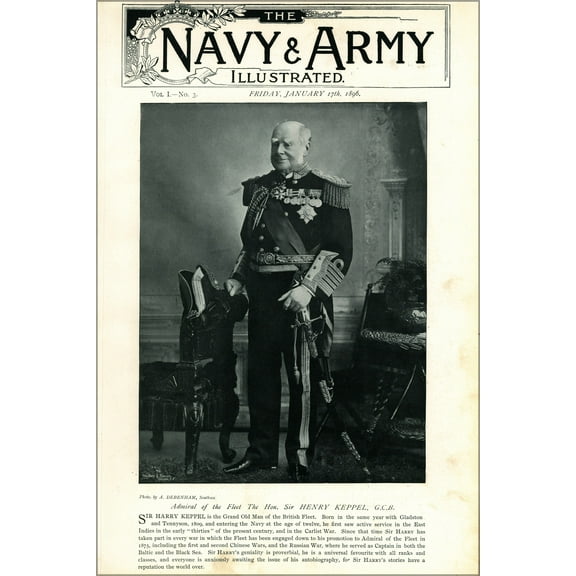 24"x36" Gallery Poster, Admiral Sir Henry Keppel - 1896 - The Navy & Army Illustrated