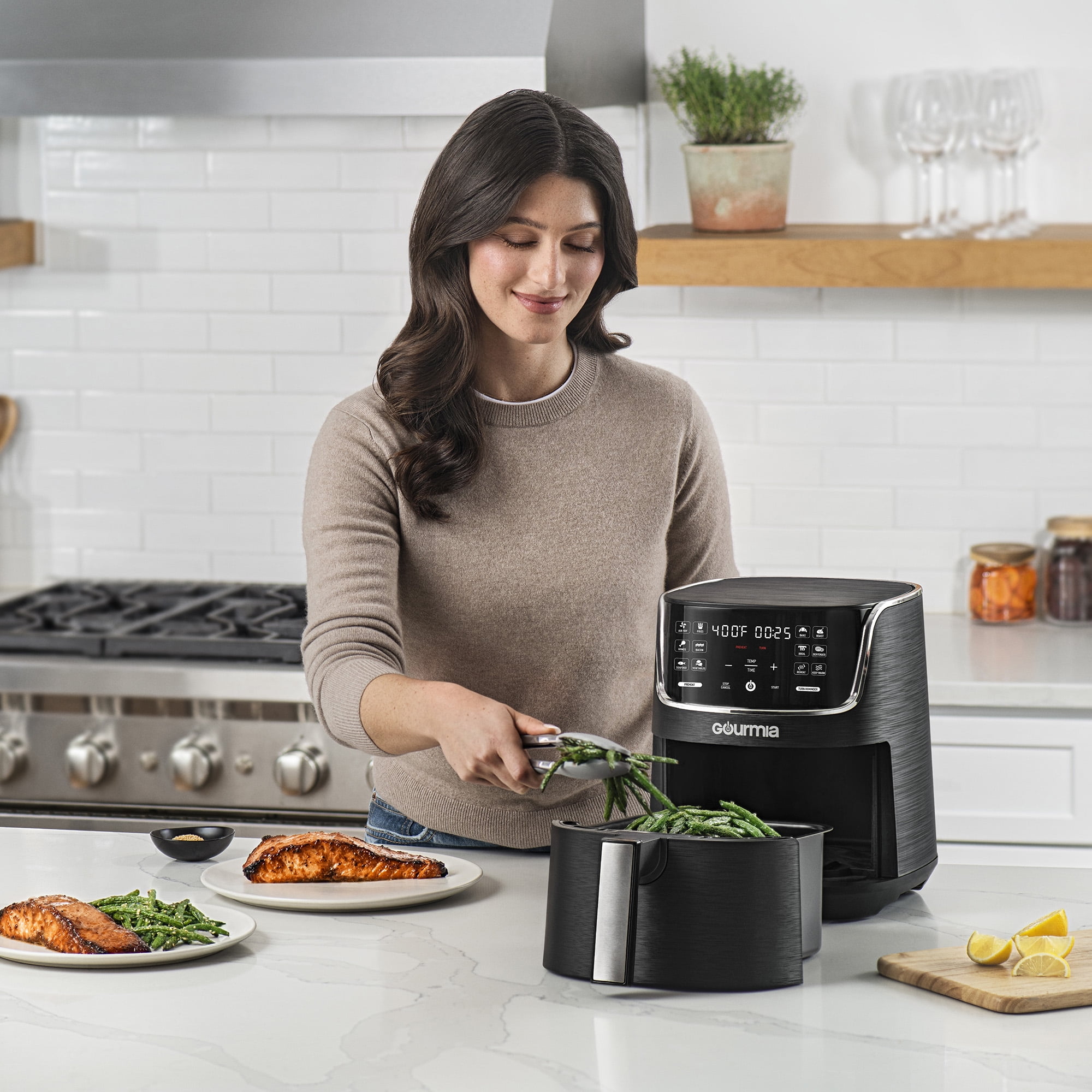  Gourmia 4-Qt Digital Air Fryer with Guided Cooking, Easy Clean,  Stainless Steel : Home & Kitchen