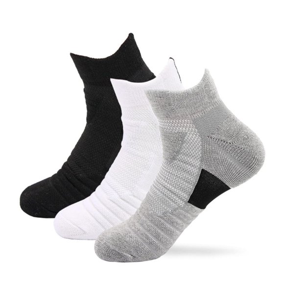 CNEJRHG Women Men Athletic Socks No Show Unisex Ankle Running Socks Low Cut Cushioned Sports Hiking Socks,Size 5-12 White&Grey&Black 3Pairs