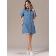 thumbnail image 7 of DARING DIVA Short Sleeve Denim Collared Button Front Jean Dress 2XL Light Blue, 7 of 7