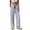 #0084-Blue, variant on Womens Summer Striped Pants Faux Linen Comfy Drawstring Wide Leg Pants Pockets Resort Beach Vacation Lounge Trousers
