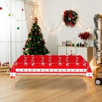 Christmas Tablecloth Disposable Table Cover, 137x274cm Plastic Snowflake Christmas Tree Reindeer Print Waterproof Oil-Proof Instant Holiday Dining Cute Holiday Party Table
