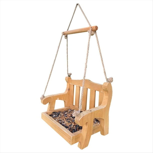 Alimentador Automático de Madera para Pájaros, Silla Colgante para Comedero para Mascotas, para Balcón, Villa, Jardín, Alimentación de Pájaros