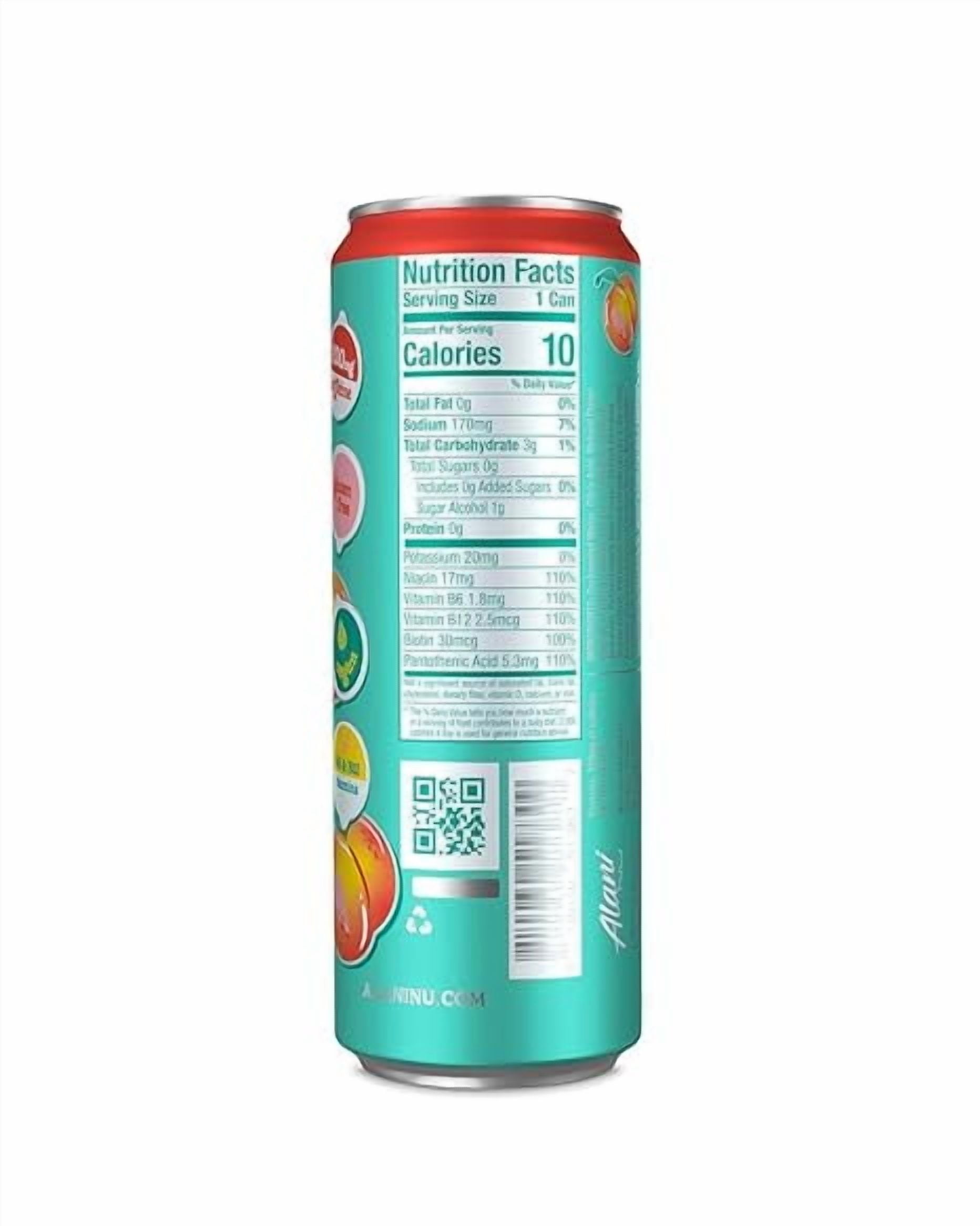 New Alani Energy Drinks Juicy Peach Zero Suger, Low - Calorie, Energy Boost Drinks 12 oz (6 Pack)