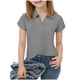 thumbnail image 3 of Top de Manga Corta para Niños Rayas Botón Arriba Camiseta Casual Suéter Algodón Mezcla Blusa Medio a Grande Verano, 3 of 7