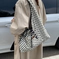 thumbnail image 4 of Hzzsbu Slouchy Polka Dot Hobo Bag for Women, Bow Tie Underarm Shoulder Bag Crescent Crossbody Purse, Double-Sided Large Capacity Commuting Tote Handbag Travel Work, 4 of 7