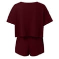 thumbnail image 6 of MuXiKeJi Clothes Womens Sweater Sets 2 Piece Outfits Short Sleeve Polo V Neck Knit Tops Waves Shorts Matching Lounge Set, 6 of 8