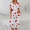 thumbnail image 2 of Garbnen Womens Valentines Pajama Set V Neck Short Sleeve Capri Pants Heart Print Womens 2 Piece Pajama Sets with Pockets, 2 of 7