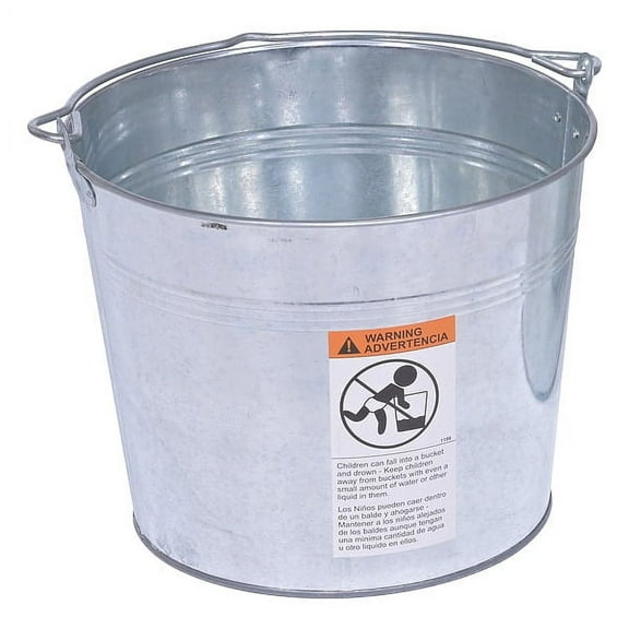 Manufacturer Varies 3.3 gal Round Tapered Bucket, Silver, Steel BKT-GAL-325