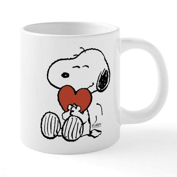 CafePress - Peanuts: Snoopy Heart - 20 Oz White Ceramic Mega Mug