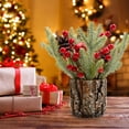 thumbnail image 3 of FOCUSNORM Tabletop Christmas Tree Snow Flocked Small Artificial Tree with Pinecone Berries Desk Decor for Fireplace Home Party, 3 of 8