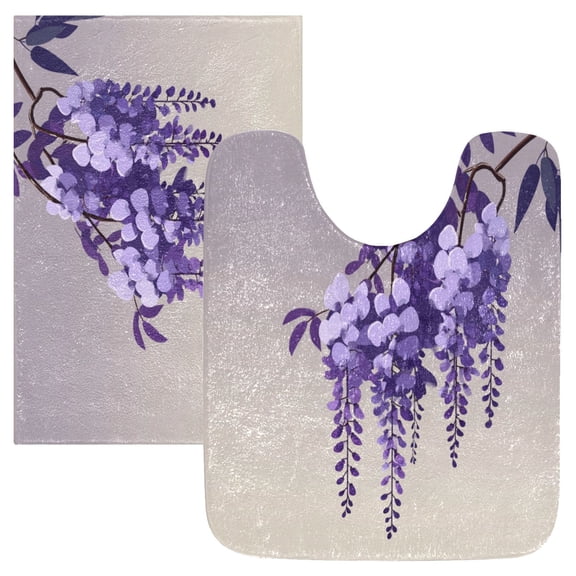 IAUYY 24x16 Inch Bath Mat Thick Soft Plush Shower Mat TPR Backing Material Non Slip Bath Mats for Bathroom for Tub Shower Hotel Purple Wisteria Pattern