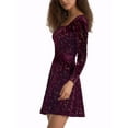 thumbnail image 4 of MODA NOVA Junior's Stars Velvet Square Neck Vintage Mini Dress, 4 of 4