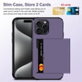 thumbnail image 2 of for iPhone 15 Pro Max Case with Card Holder Heavy Duty Dual Layer Shockproof iPhone 15 Pro Max Wallet Case Hidden Card Slot Slim Phone Case for iPhone 15 Pro Max for Women&Men(Gray Purple), 2 of 14