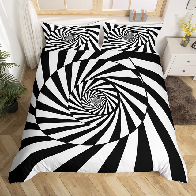 Negro Blanco Funda Nórdica para Niños,Niñas Geometría abstracta Funda Nórdica Full