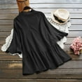 thumbnail image 5 of Aboser Womens Plus Size Tunic Shirts L-8XL Plain Cotton Linen Tunics or Tops Casual Ruffle Hem T Shirt Loose V Neck Blouses Cozy 3/4 Length Sleeve T-shirts, 5 of 5