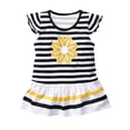 thumbnail image 5 of Yeaiivve Baby Girls Summer Clothes Kids Short Sleeve Striped T-Shirts Daisy Print Flutter Sleeve Ruffle Hem Tunic Peplum Babydoll Tops for Girls 1-10Y, 5 of 7