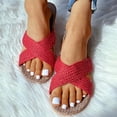thumbnail image 1 of Sandalias planas recortadas de lino tejidas trenzadas informales de verano a la moda para mujer Wmkox8yii  hj789, 1 of 6