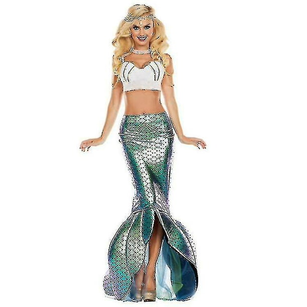 Disfraz de sirena brillante para adulto que incluye traje de actuacion con cadena de perlas en la cintura x