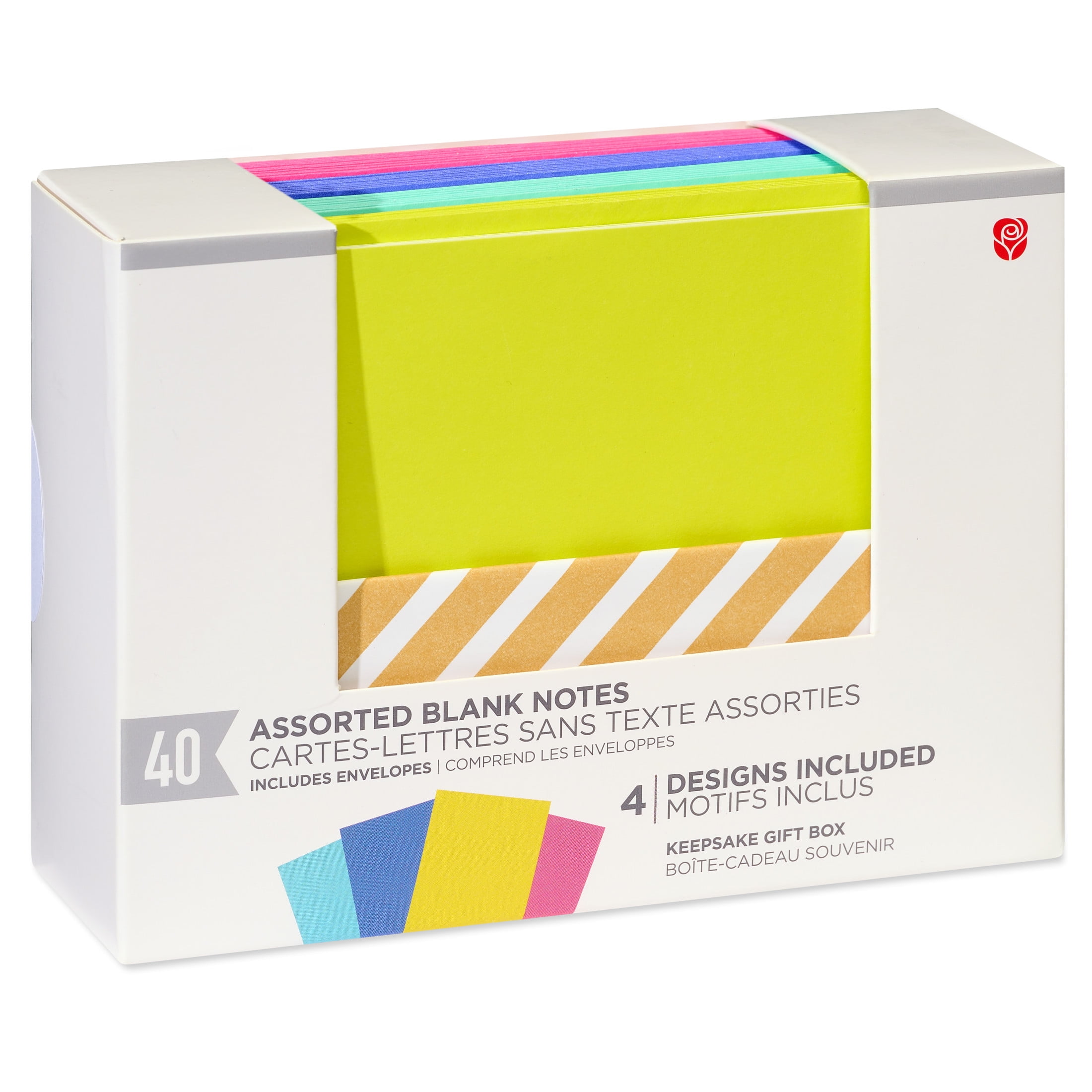 American Greetings All Occasion Blank Single Panel Notes, Bright Multi-Color (4-Designs, 40-Count)