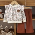 thumbnail image 2 of Ulanda Toddler Girl Clothes Floral Print Tops Pants Cute Fall Outfits Fall Winter Toddler Girl Outfits Long Sleeve Shirt Tops and Long Pants Sets Little Girl Clothes (Coffee, 6-9 Months), 2 of 9