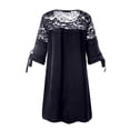 thumbnail image 4 of Bigersell Maternity Dress for Photoshoot Women Summer Fashion Casual Round Neck Short Sleeve Bandage Solid Lace Patchwork Loose Dress Women's Plus Ball Gown Dresses, Style 15517, Black XXL, 4 of 5