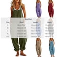 thumbnail image 3 of TEAJOPSUU Women's Cotton Blend Jumpsuits Casual Summer Overalls with Pockets Loose Sleeveless Wide Leg Rompers Sky Blue, 3 of 7