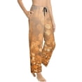 thumbnail image 2 of Disketp Sparkling Orange And Black Print Women'S Comfy Pajama Pants Casual Drawstring Palazzo Lounge Wide Leg Pants, 2 of 9