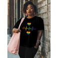 thumbnail image 2 of Women's T-Shirt Rainbow Heart Pattern Vector Illustration Short Sleeve Casual Tee Classic Crew Neck T Shirt for Women Black, L, 2 of 7