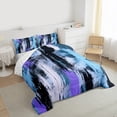 thumbnail image 3 of Manfei Modern Abstract Art Full Size Comforter Sets, Blue Purple Stripes Geometric Bedding Comforter Set, Oil Printing Reversible Bedding Sets, Super Cozy Room Decor, 3-Piece, 3 of 8