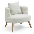 thumbnail image 2 of Glamour Home Alexi Modern Beige Fabric Wing Chair with Button Tufted Back, 2 of 9