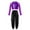 Purple, variant on YONGHS Kids Girls Hip Hop Dance Costume Outfits Long Sleeve Sequin Crop Top with Cargo Pants Set Black 6