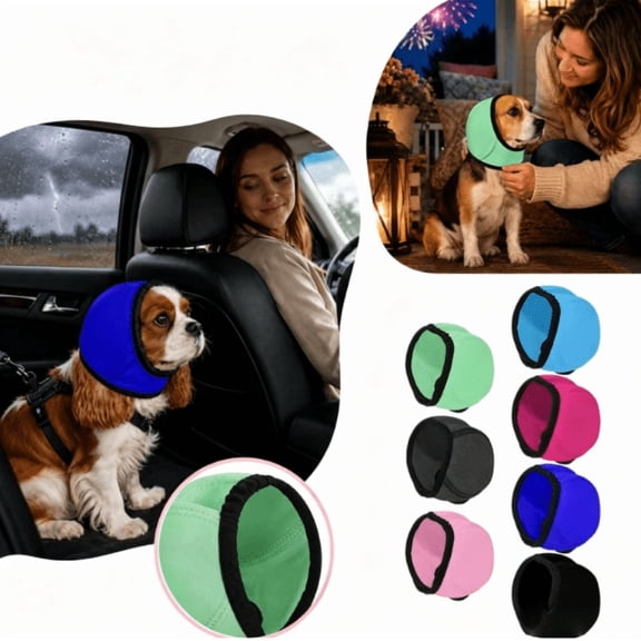 Dog Ear Muffs Noise Protection – Adjustable Calming Ear Wrap for Grooming Bathing Thunder Fireworks, No Shake Hoodie for Anxiety Relief, Soft Breathable Ear Cover for All Breeds