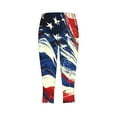 thumbnail image 5 of Stars and Stripes Leggings for Women High Rise Tummy Control Cropped Pants Independence Day Patriotic Capri Pant Slim Fit Yoga Sport Exercise Legging with Lace Trim, 5 of 5