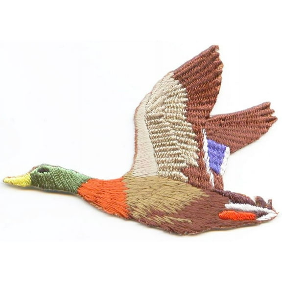 Flying Drake Mallard Duck - Iron on Embroidered Applique Patch