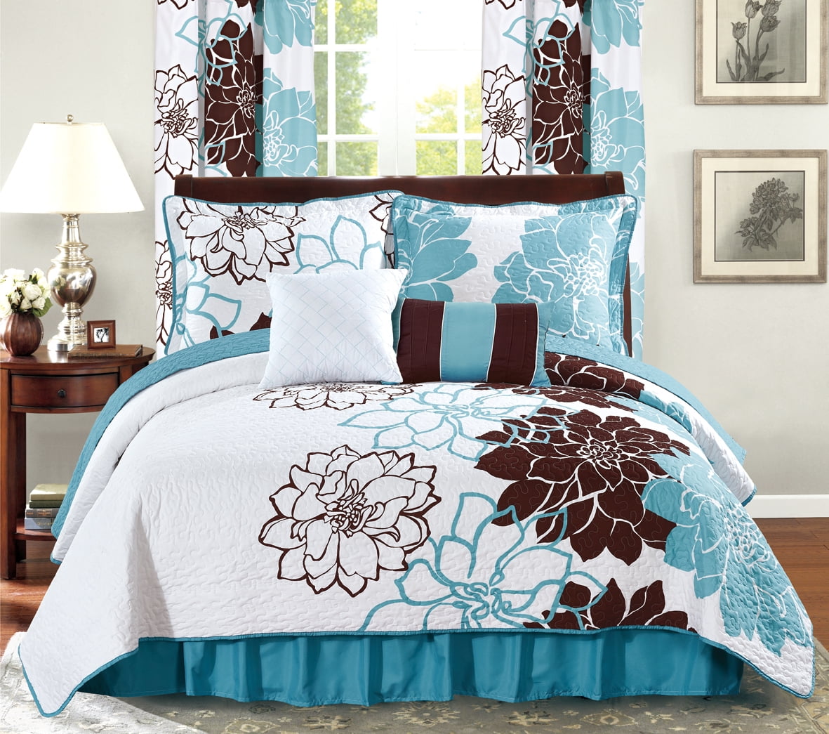 Details about   2-Piece Fine Printed Quilt Set Reversible Bedspread Coverlet Twin Size Bed Cover 